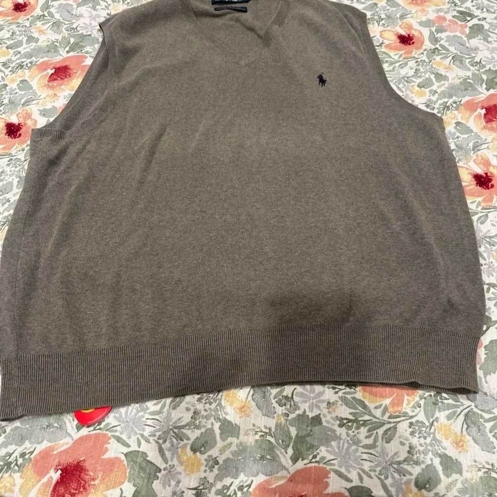 Vintage Polo Ralph Lauren Pima Cotton Sweater Vest Mens XL Gray V Neck Classic